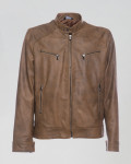 Men's Light Brown Leather Biker Jacket - U06 | Leather Trend