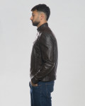 Men's Dark Brown Leather Biker Jacket - U06 | Leather Trend