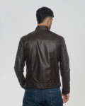 Men's Dark Brown Leather Biker Jacket - U06 | Leather Trend
