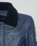 Bomber in Pelle e Montone Blu - Dante | Leather Trend