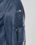 Bomber in Pelle e Montone Blu - Dante | Leather Trend