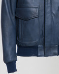 Bomber in Pelle e Montone Blu - Dante | Leather Trend