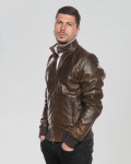 Men's Brown Leather Bomber Jacket - Napoli | Leather Trend