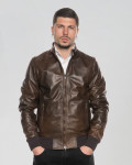 Men's Brown Leather Bomber Jacket - Napoli | Leather Trend