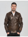 Men's Brown Leather Bomber Jacket - Napoli | Leather Trend