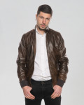 Men's Brown Leather Bomber Jacket - Napoli | Leather Trend