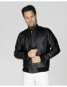 Men's Black Leather Bomber Jacket - Frank | Leather Trend
