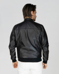 Men's Black Leather Bomber Jacket - Frank | Leather Trend