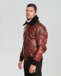Bomber in Pelle e Montone Bordeaux - Dante | Leather Trend