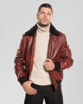 Bomber in Pelle e Montone Bordeaux - Dante | Leather Trend