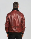 Bomber in Pelle e Montone Bordeaux - Dante | Leather Trend