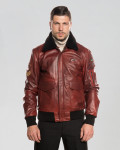 Bomber in Pelle e Montone Bordeaux - Dante | Leather Trend