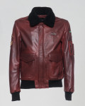 Bomber in Pelle e Montone Bordeaux - Dante | Leather Trend