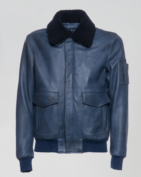 Bomber in pelle e montone da uomo - Leo | Leather Trend