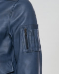 Men's leather jacket mod. Pilot bomber in genuine Blue leather 100% made in Italy
