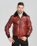 Giacca uomo mod. Bomber Bordeaux in vera pelle 100% made in Italy