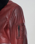 Giacca uomo mod. Bomber Bordeaux in vera pelle 100% made in Italy
