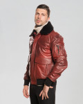 Giacca uomo mod. Bomber Bordeaux in vera pelle 100% made in Italy