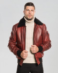 Giacca uomo mod. Bomber Bordeaux in vera pelle 100% made in Italy