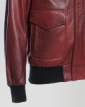 Giacca uomo mod. Bomber Bordeaux in vera pelle 100% made in Italy
