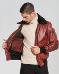 Giacca uomo mod. Bomber Bordeaux in vera pelle 100% made in Italy