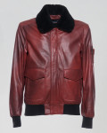 Giacca uomo mod. Bomber Bordeaux in vera pelle 100% made in Italy
