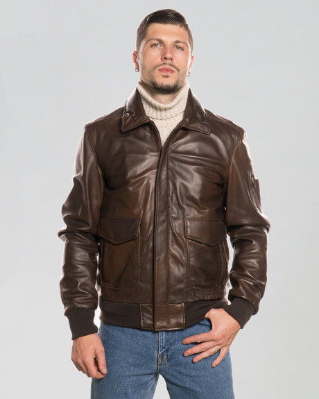 Men's Leather Bomber Jacket - Leo | Leather Trend
