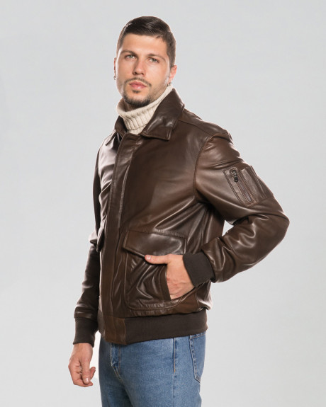 Men's Leather Bomber Jacket - Leo | Leather Trend 2