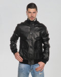 Men's Black Leather Bomber Jacket – Milo | Leather Trend