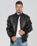 Men's Black Leather Bomber Jacket – Milo | Leather Trend