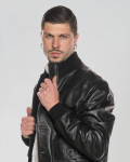Men's Black Leather Bomber Jacket – Milo | Leather Trend