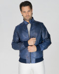 Men's Blue Bomber Jacket – Victor | Leather Trend