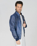 Men's Blue Bomber Jacket – Victor | Leather Trend