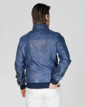 Men's Blue Bomber Jacket – Victor | Leather Trend