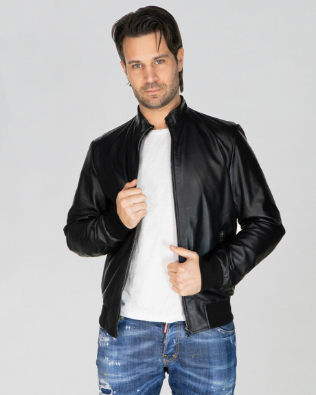 Men's Black Bomber Jacket – Victor | Leather Trend 2