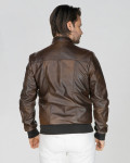 Men's Dark Brown Bomber Jacket – Victor | Leather Trend