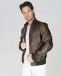 Men's Dark Brown Bomber Jacket – Victor | Leather Trend