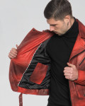 Chiodo Tre Tasche Rosso Tamponato Uomo in Pelle | Leather Trend