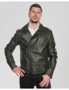 Men's Green Leather Three-Pocket Perfecto - Armando | Leather Trend