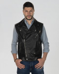 Men's Black Leather Vest - Filippo | Leather Trend