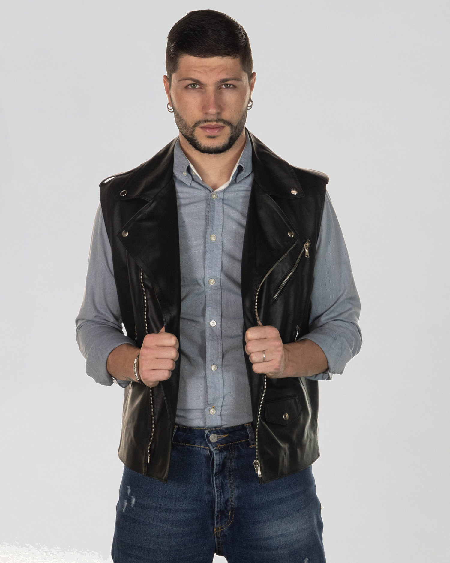 Gilet In Vera Pelle Bovina Per Motociclista, Con Aquila Goffrata E Frange In Cuoio, Nero, Taglia Unica Con Regolazione Laterale