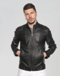 Men's Black Leather Jacket – U08 | Leather Trend