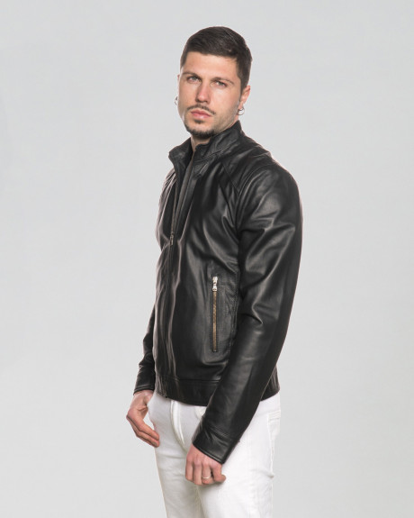 Giacca in pelle uomo nera – U08 | Leather Trend 2