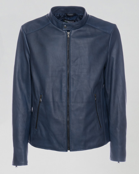 Men's Blue Leather Jacket – U09 | Leather Trend