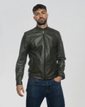 Giacca in Pelle da Uomo Verde - U010 | Leather Trend