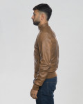Men's Light Brown Bomber Jacket – Victor | Leather Trend