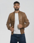 Men's Light Brown Bomber Jacket – Victor | Leather Trend