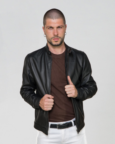 Giacca in Pelle da Uomo Nera - U010 | Leather Trend 2