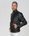 Men's jacket mod. U010 in genuine Black leather 100% made in Italy