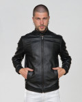 Men's jacket mod. U010 in genuine Black leather 100% made in Italy